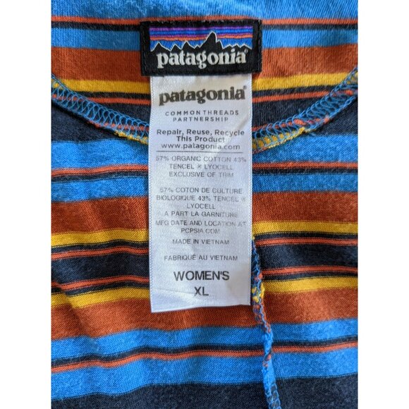 Patagonia Kamala Cowl Neck Dress Women Size XL Striped Knit 3/4 Sleeve - Picture 4 of 6